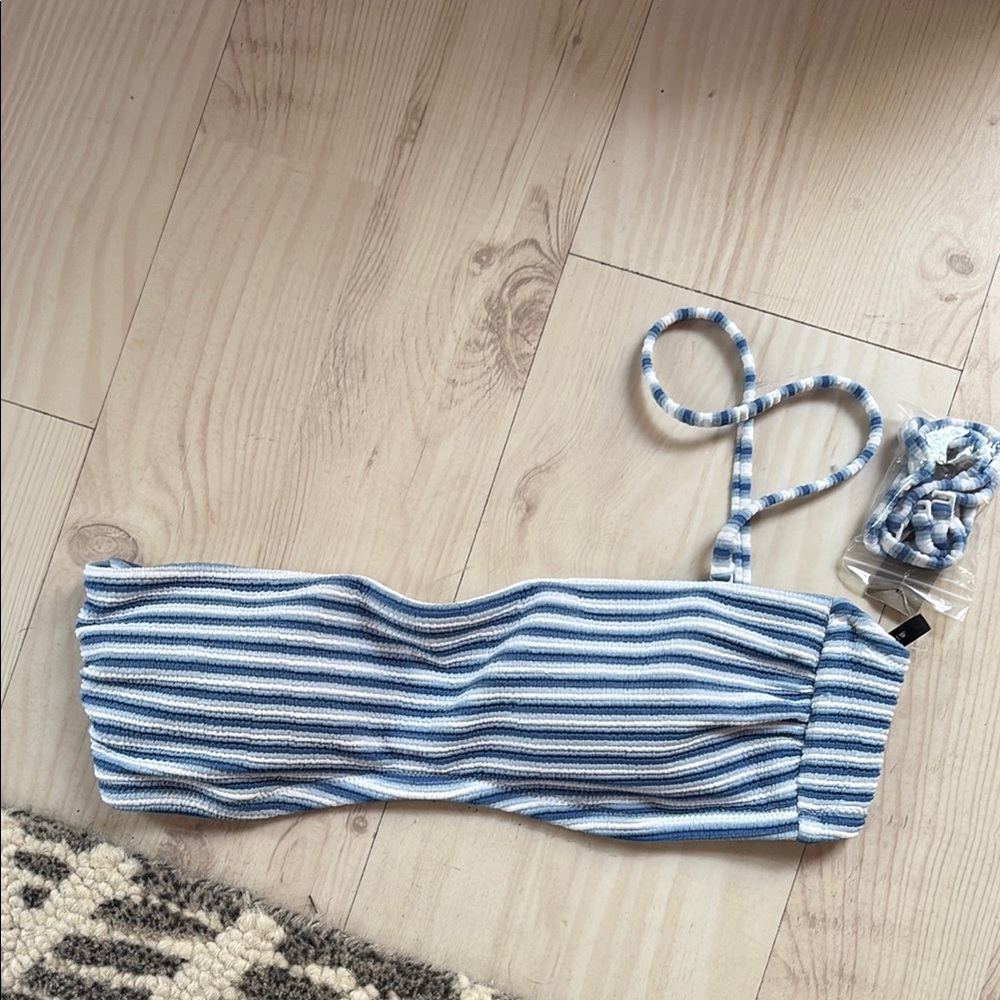 J. Crew Blue and White Striped Bikini Top
